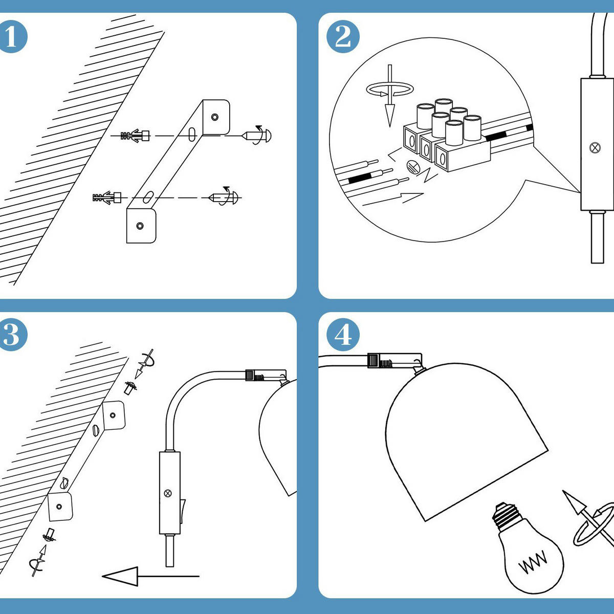 WANDLEUCHTE Panorama 21.7/20.5/12.3 cm - Schwarz, Metall (20.5/12.3/21.7cm) - ZMH