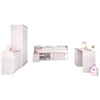 KINDERZIMMER-SET Pabloma 36b 5-tlg. Holznachbildung Kiefer Weiß/Pink - Pink/Weiß, Kunststoff (100/1/200cm) - 58aufmkessel