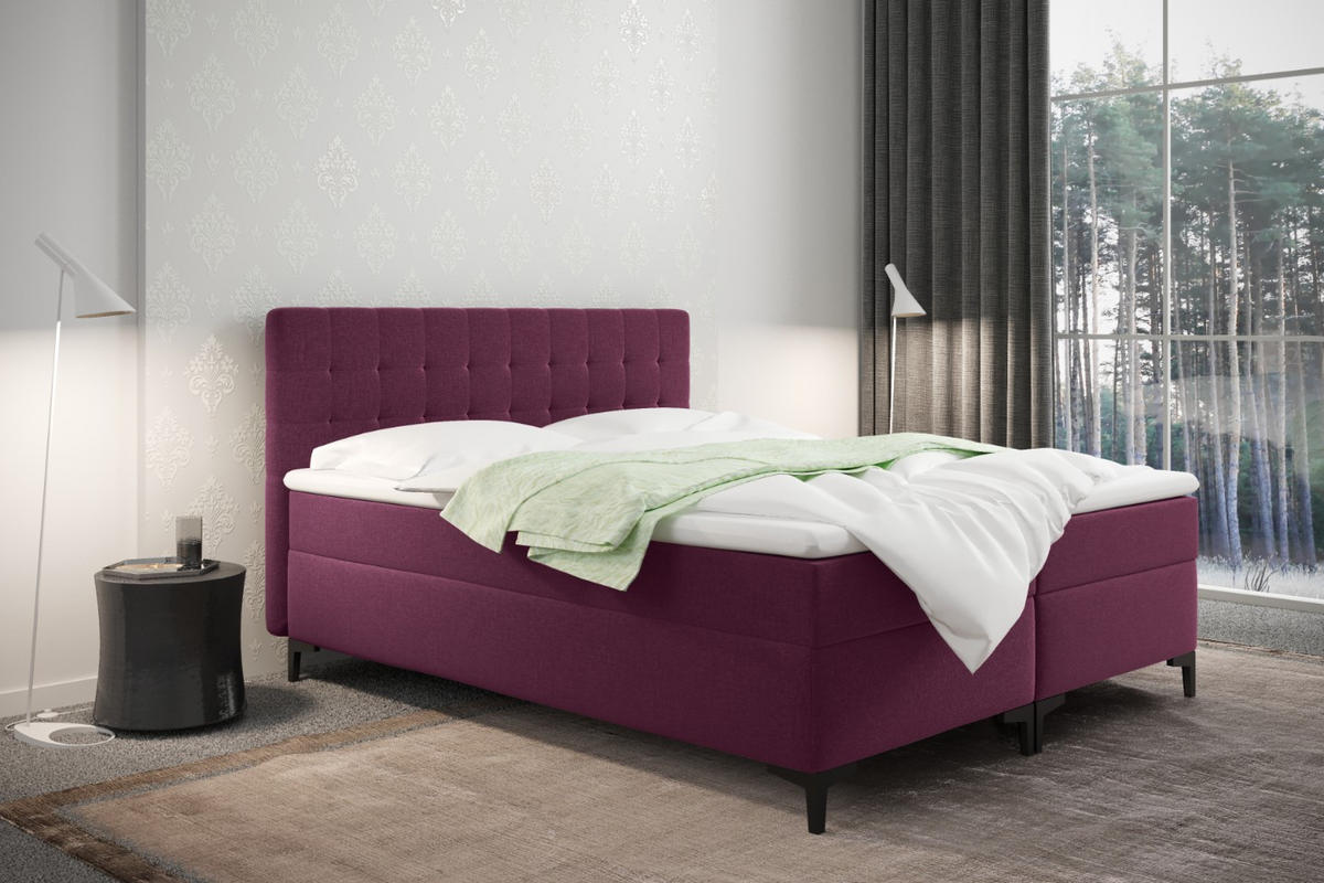 BOXBETT Mit Bettkasten Denver Stoff Muna Rosa 120x200 cm H3-Bonell - Rosa, Holz (120/200cm) - Kaiser Möbel