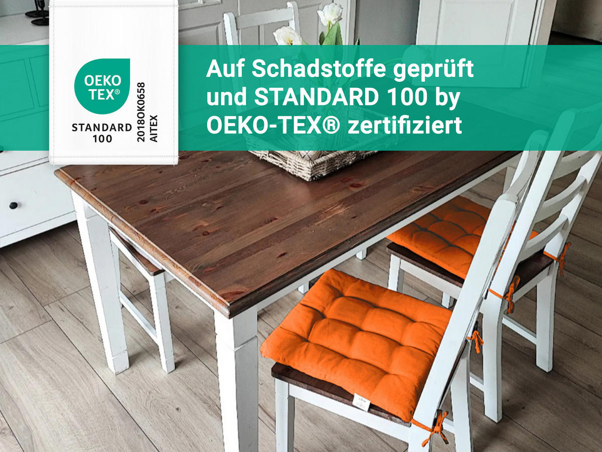 STUHLKISSEN, 4er-Set, 40x40 cm, 100% Polyester, Orange - Orange, Textil (40/40/3cm) - Zollner