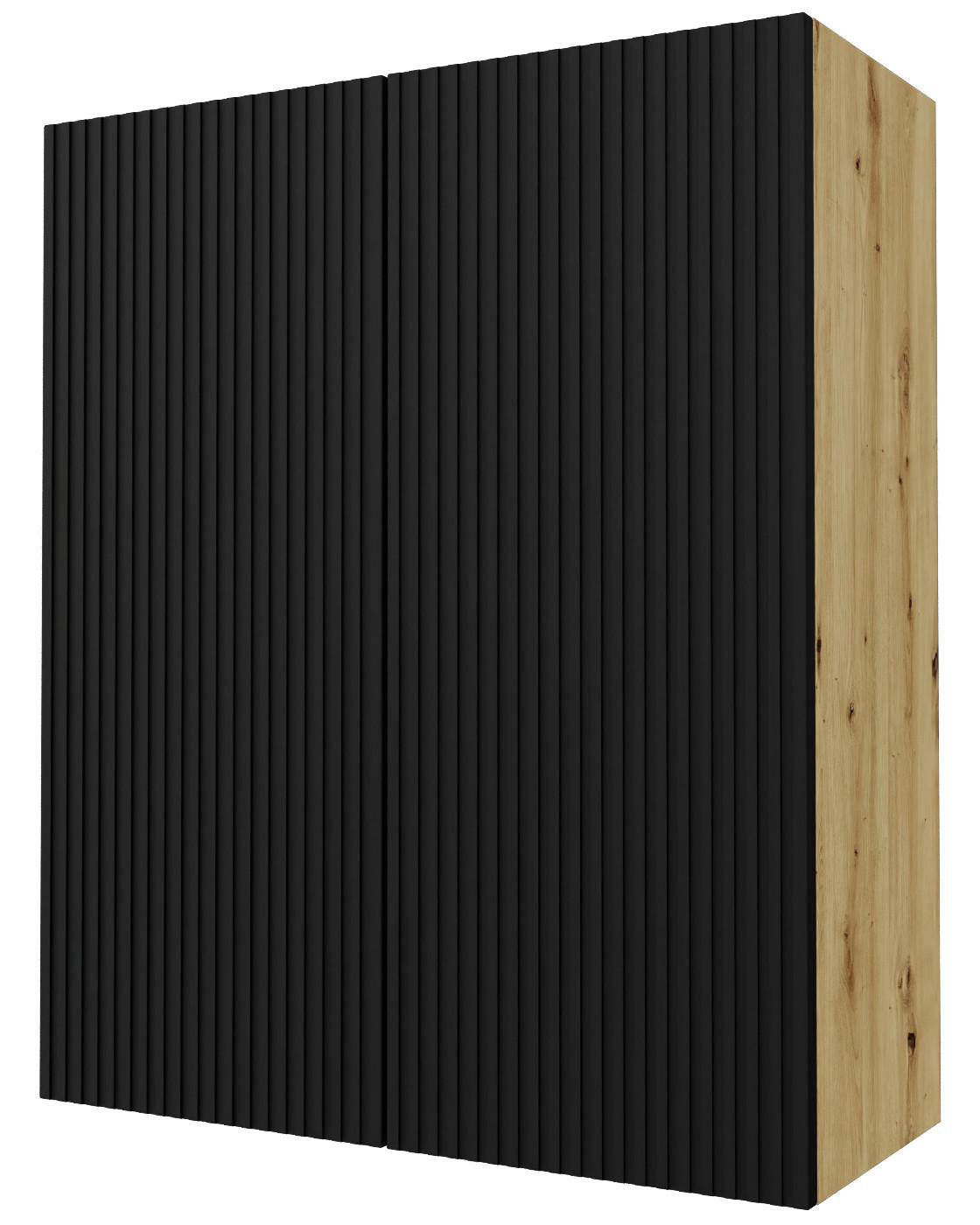 KÜCHENHÄNGESCHRANK Lamello W4/80 Schwarz Matt / Eiche Artisan 80 / 32,5 / 96cm - Eichefarben/Schwarz, Holz/Holzwerkstoff (80/96/32.5cm) - Feldmann-Wohnen