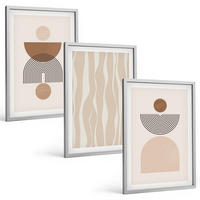 BILDER SET 3er Set - 40x60 cm Silberner Rahmen - Abstrakte Formen braun beige - Silberfarben, Kunststoff (40/60cm) - TULUP