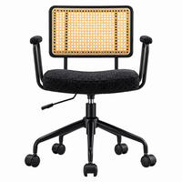 BÜROSTUHL Vintage, Schwarz, Chenille, Rattan, verstellbar - Schwarz, Textil (58.5/91.5/61cm)