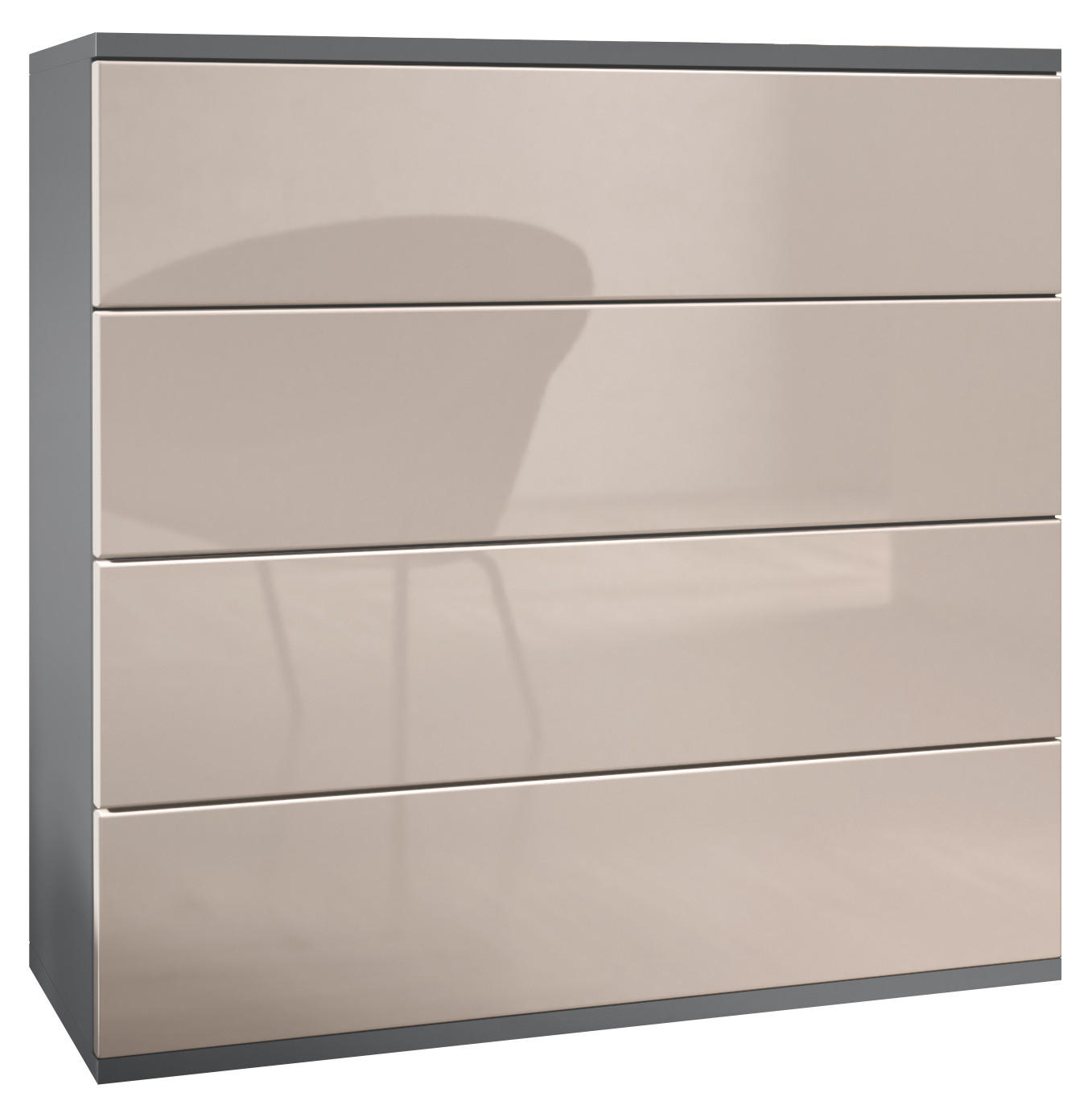 KOMMODE Pavos Sandgrau Hochglanz - Sandfarben, Holzwerkstoff (76/76/35cm) - Vladon