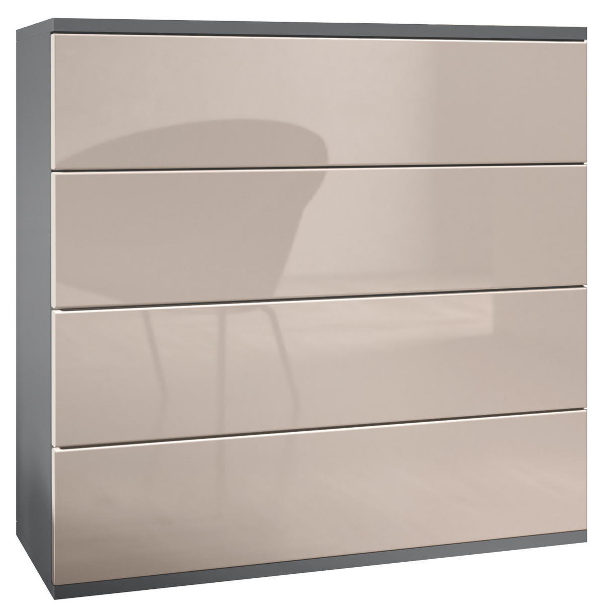 KOMMODE Pavos Sandgrau Hochglanz - Sandfarben, Holzwerkstoff (76/76/35cm) - Vladon