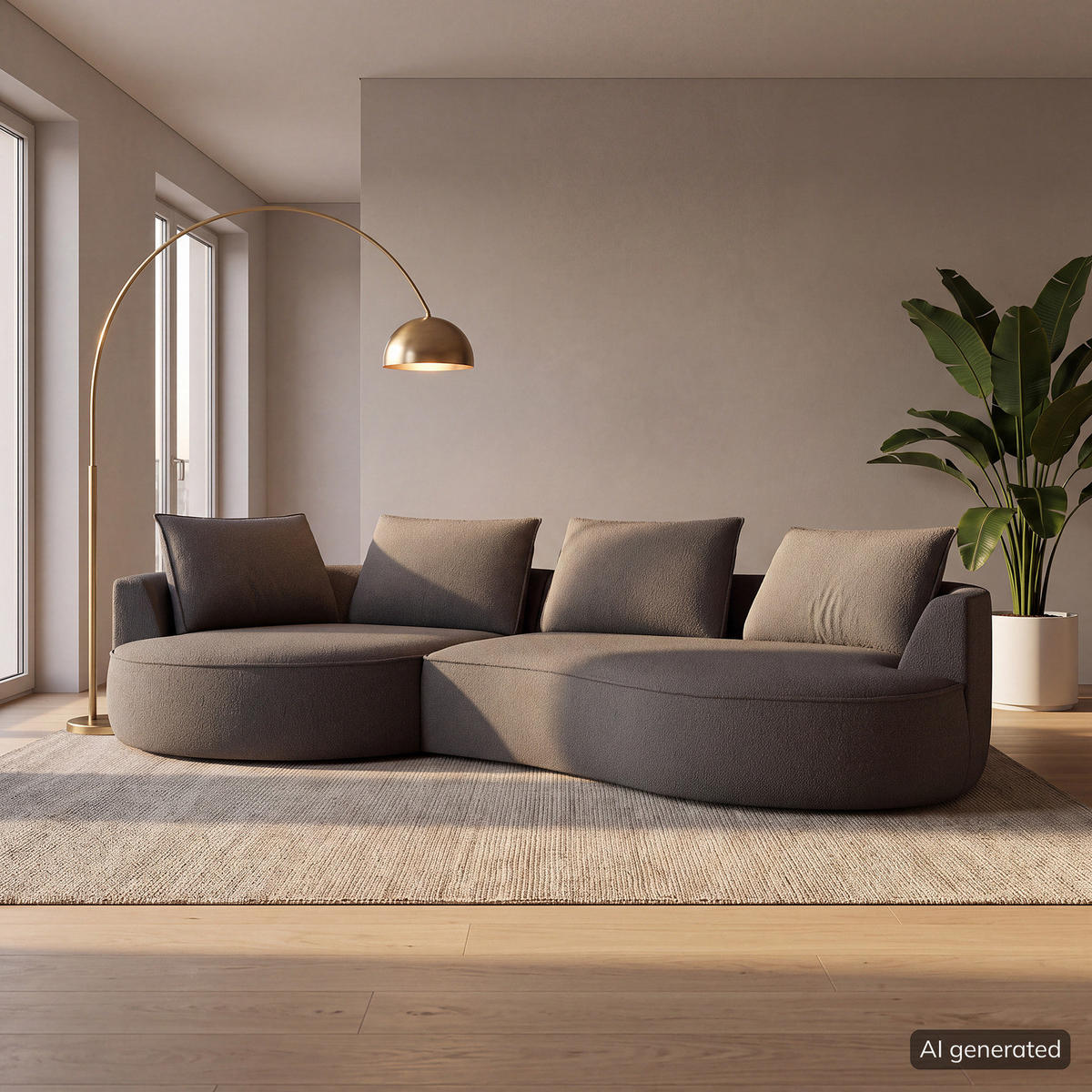 BIGSOFA - Schwarz/Grau, Kunststoff/Textil (322/82/154cm) - home24