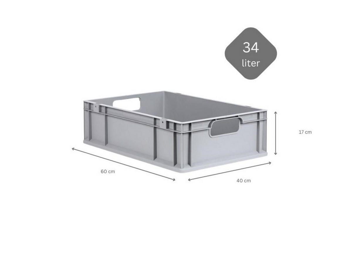 EUROBOX Nextgen Economy Griffe Offen 17x40x60cm 34 Liter - Grau, Kunststoff (40/17/60cm) - PROREGAL