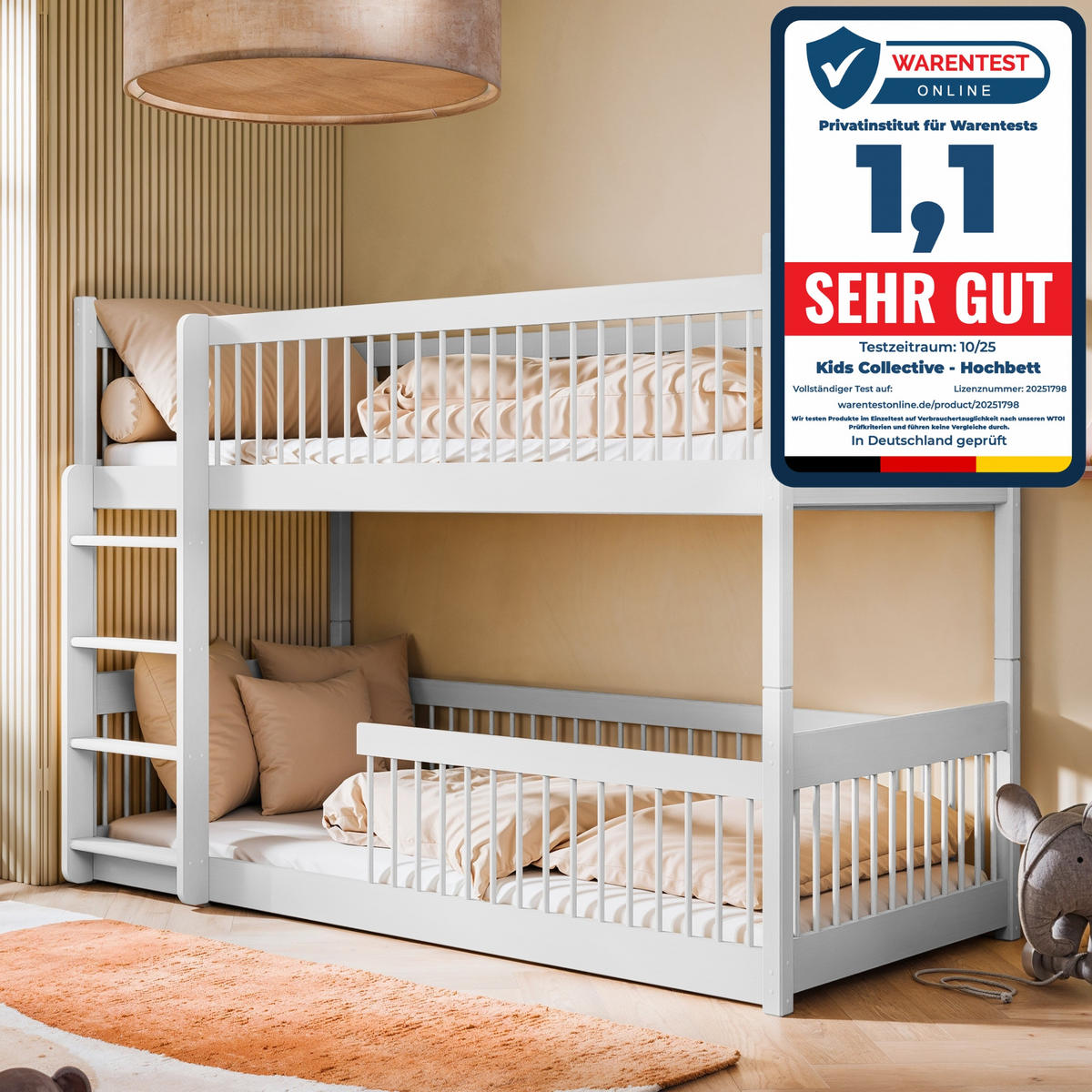 ETAGENBETT 80x180 cm in Weiß - Weiß, Holz (80/180cm) - Kids Collective