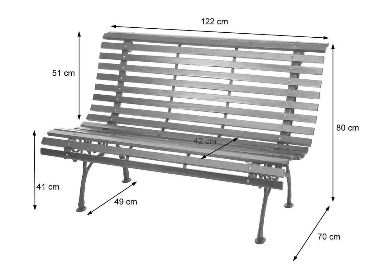GARTENBANK 80x122x70cm 2-Sitzer Braun - Braun, Holz (122/80/70cm) - PROREGAL