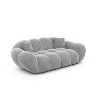 2-SITZER-SOFA Liva Hellgrau Samtstoff - Hellgrau, Textil (200/70/93cm) - VAROYAL