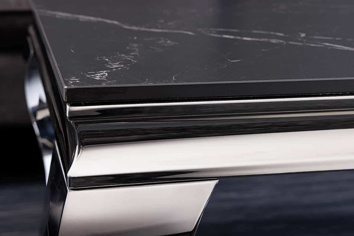 COUCHTISCH MODERN BAROCK Stein Schwarz 100 cm - Silberfarben/Schwarz, Stein/Metall (60/100/45cm) - riess-ambiente