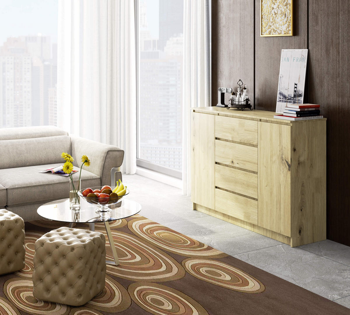 KOMMODE Eiche Artisan 99/138/40 - Eiche Artisan, Holzwerkstoff (138/99/40cm) - RAUMHIRSCH FURNITURE