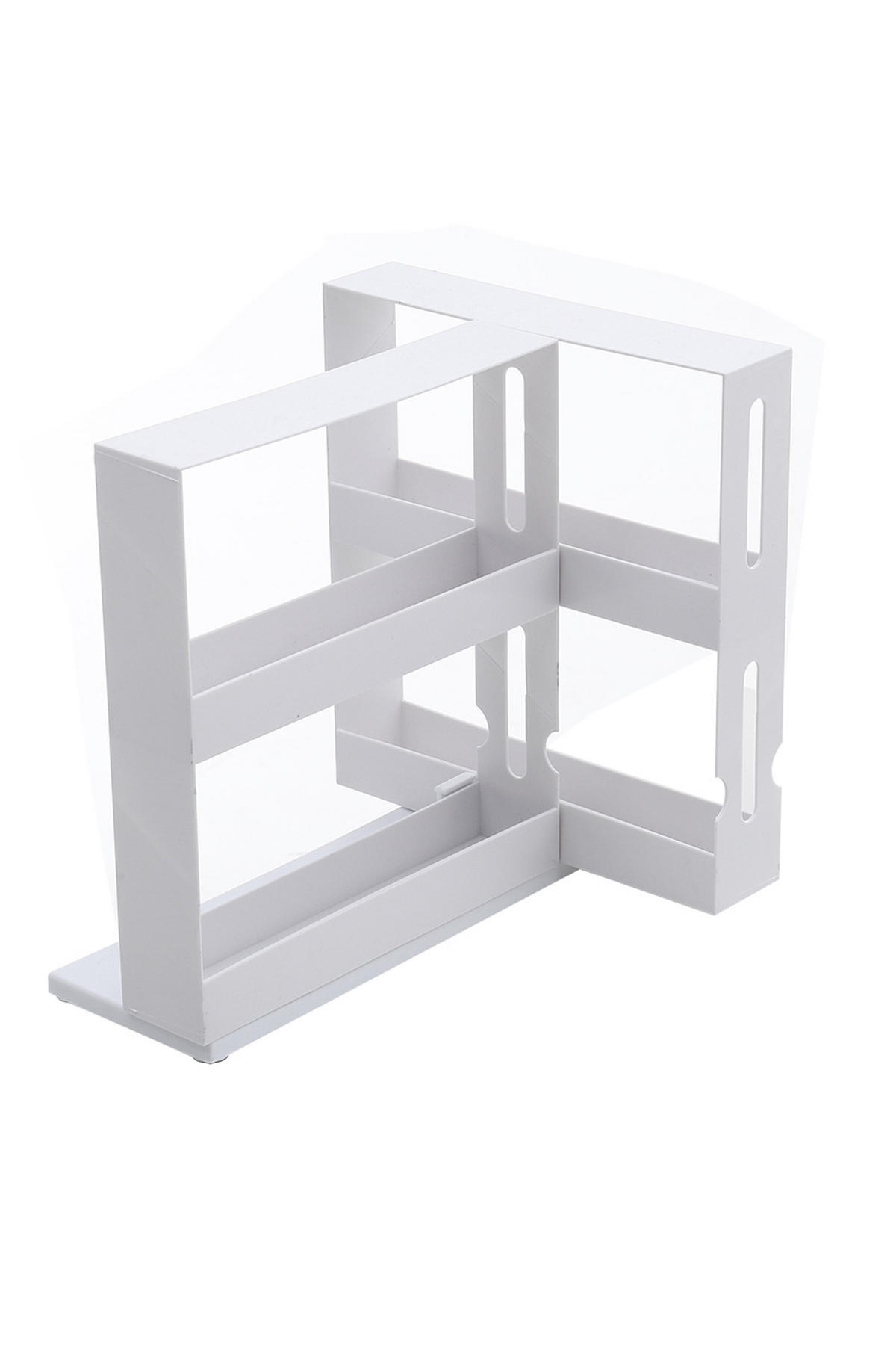 GEWÜRZREGALE Ausziehbare und drehbare mit Schienen aus weißem Kunststoff 26,5 x 13,2 x 26,1 cm - Weiß, Kunststoff (26.5/26.1/13.2cm) - Livingandhome