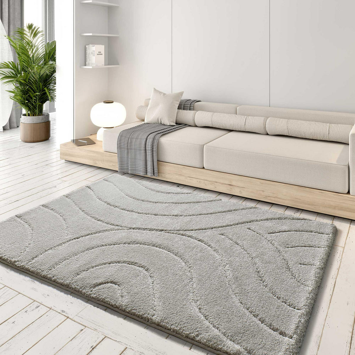 HOCHFLORTEPPICH Silber Molier 133/190 cm - Silberfarben, Naturmaterialien/Textil (133/190cm) - Atticgo