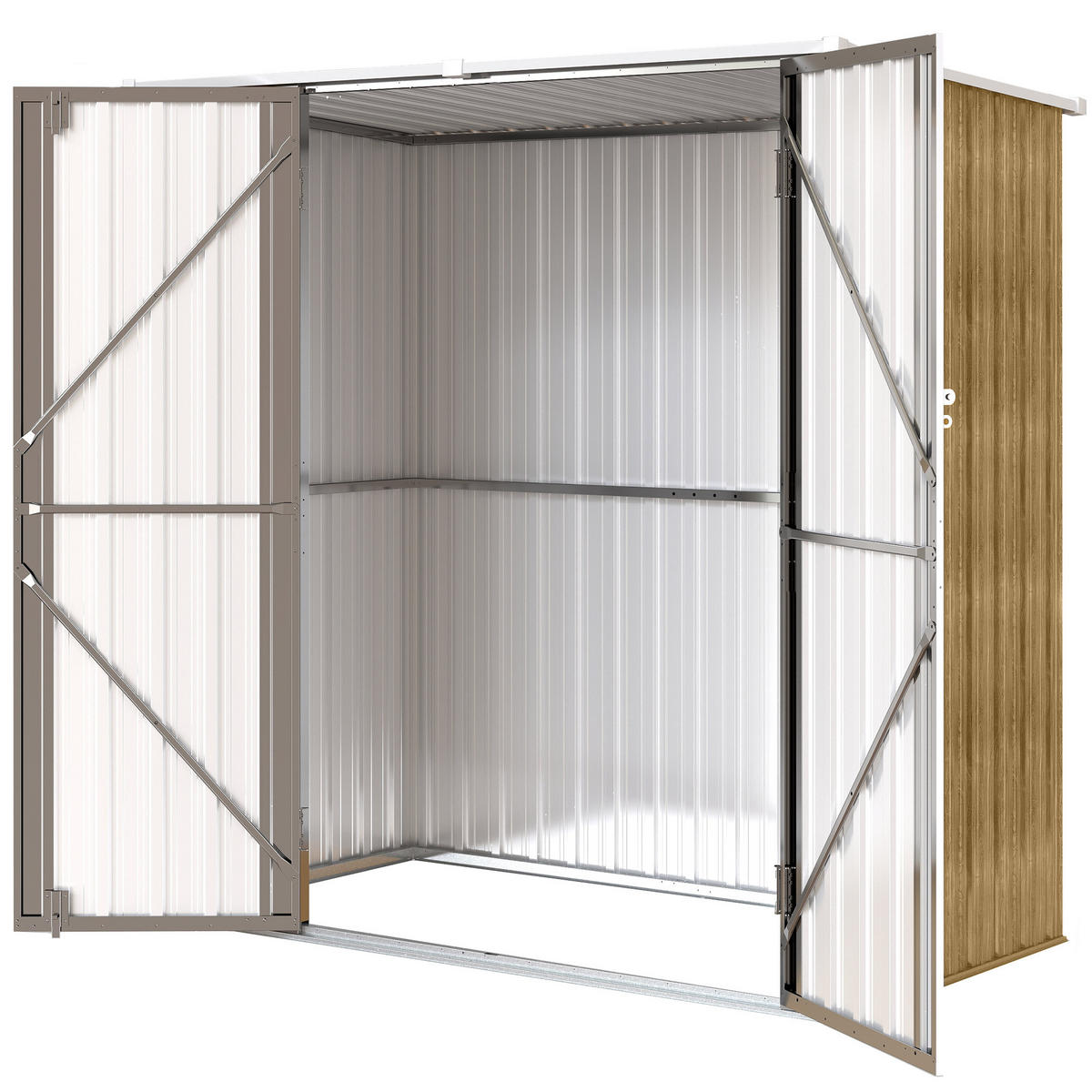 GARTENHAUS 1,37 m² ,Türen mit Riegeln und braunen Griffen,163 x 89 x 163 cm - Braun, Metall (89/163/163cm) - Vallsero