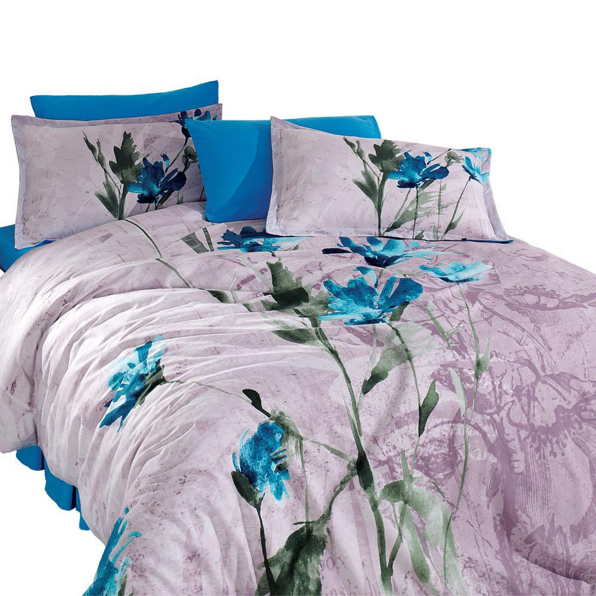 BETTWÄSCHE 5-teilig 200/200 cm AZRA - Blau, Textil (200/200cm) - ROLFNERS