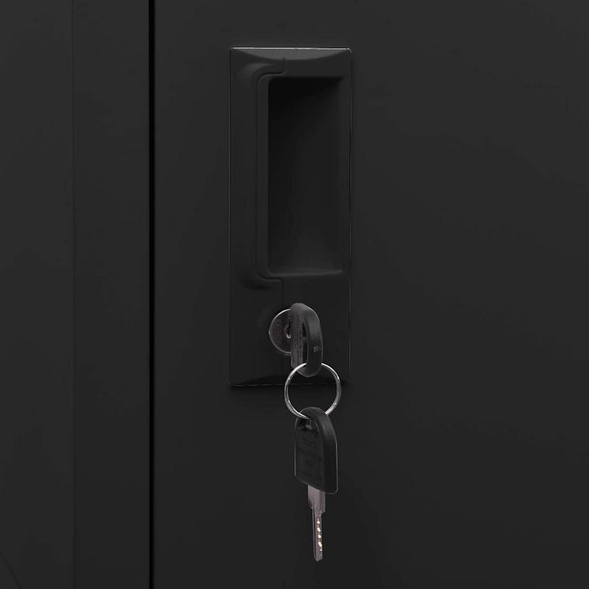 SCHLIESSFACHSCHRANK Schwarz 38/40/180 Cm Stahl - Schwarz, Metall (40/180/38cm) - vidaXL