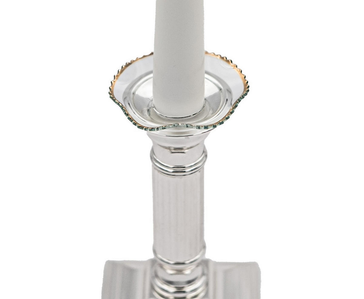 GLAS-KERZENMANSCHETTE (Bobeches) Gezackt, gewellt Goldrand für Kerzen bis Ø25 mm - Transparent, Paraffin (7/0.2/7cm) - Holfeuer Crystal Design