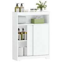NISCHENSCHRANK Weiß mit Schiebetüren Toilettenpapierhalter 80 cm - Weiß, Holzwerkstoff (20/80/60cm) - Relaxdays