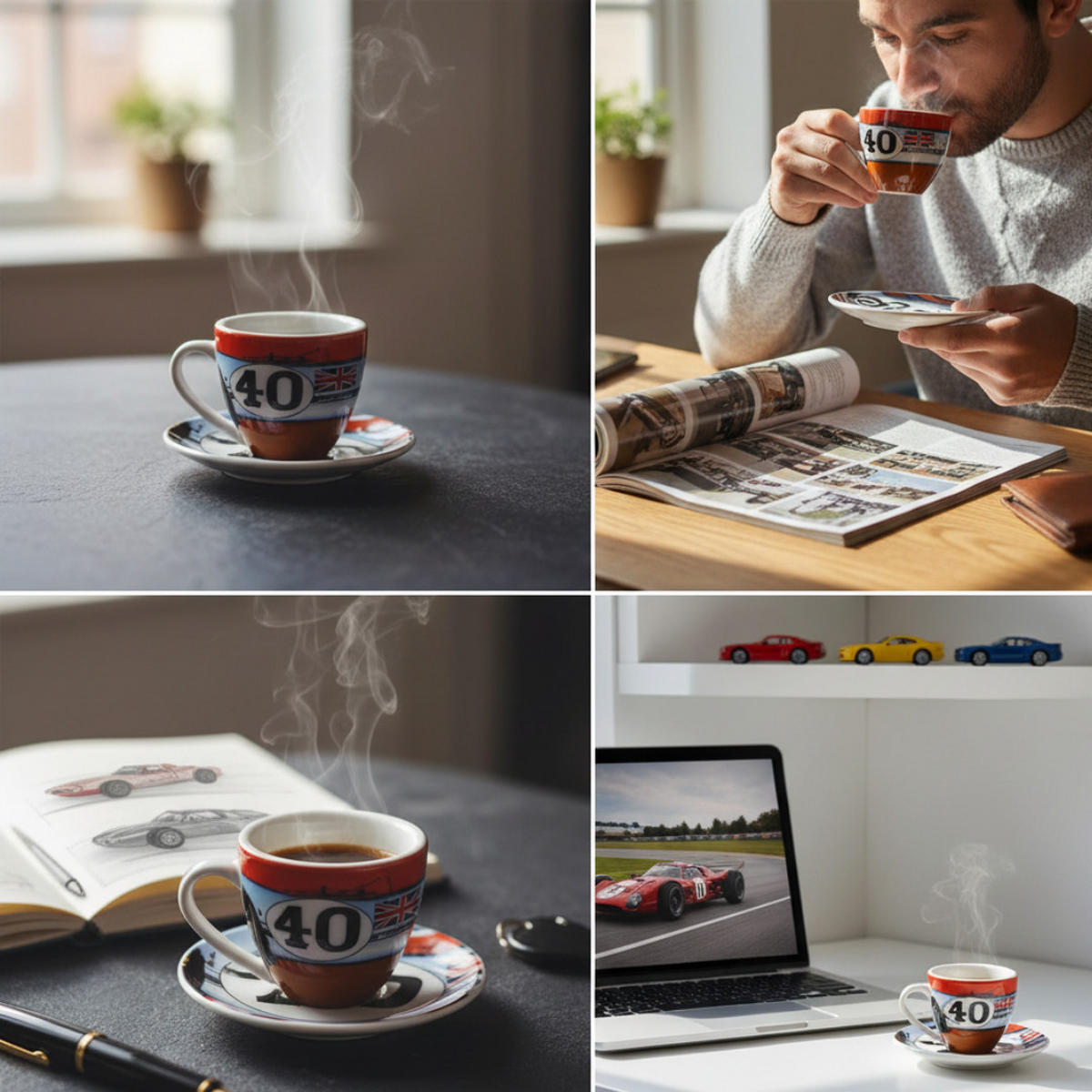 ESPRESSOTASSE 908/03 Spyder Mehrfarbig Mit Untertasse - Multicolor, Keramik (0.08L) - Porsche