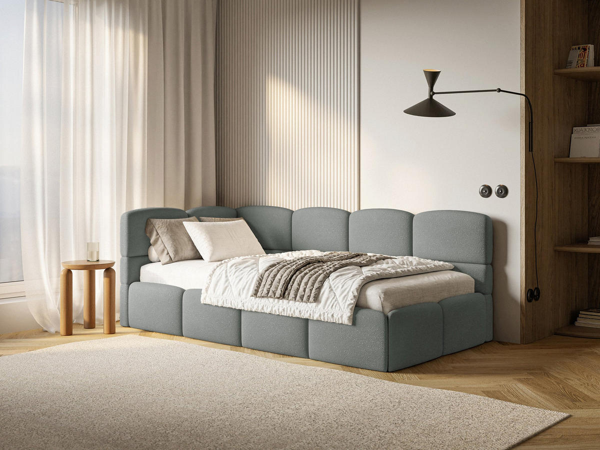 JUGENDBETT Cloudy Dunkelgrau 120 cm, Chenille - Dunkelgrau/Schwarz, Kunststoff/Textil (120/200cm) - Selsey