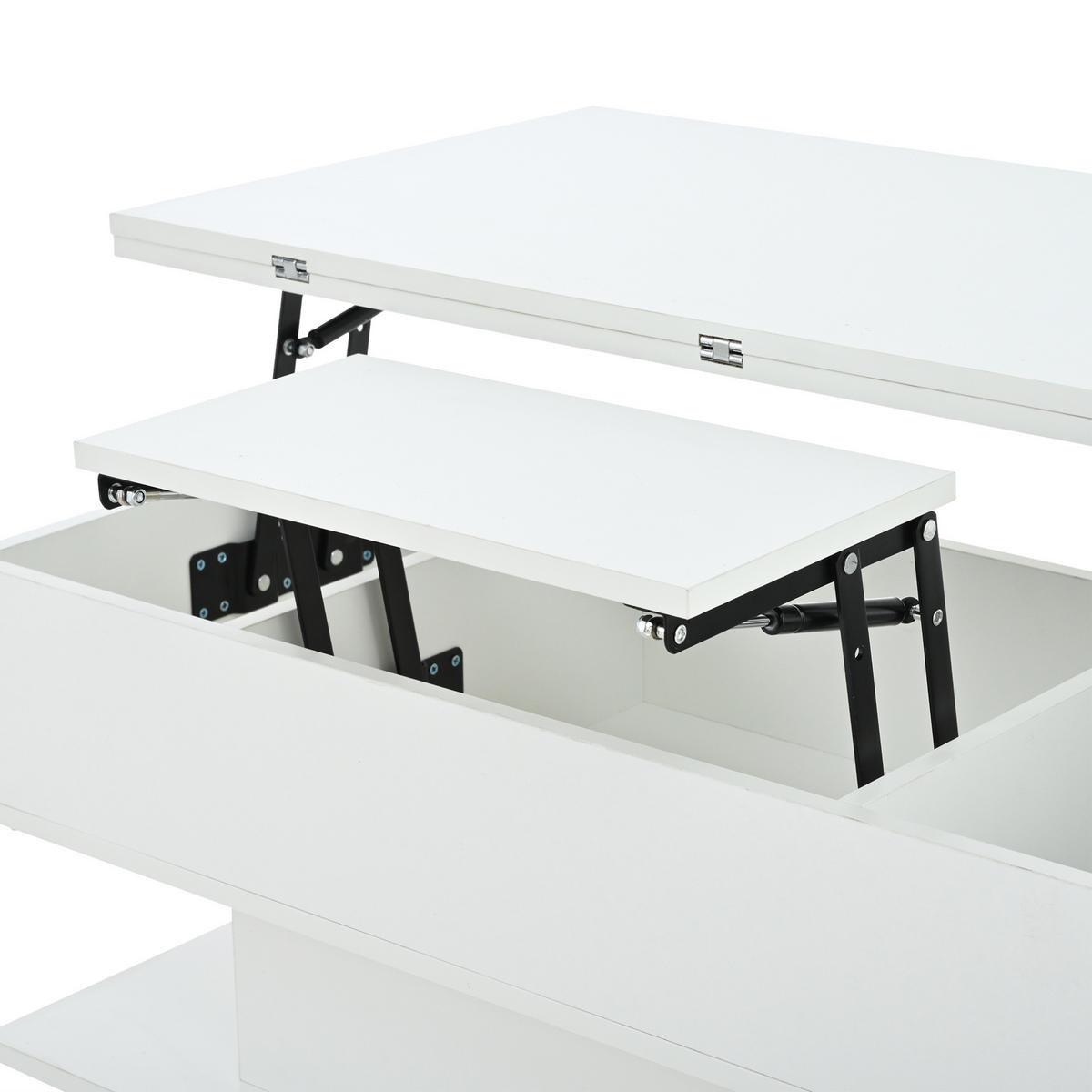 KONFERENČNÍ stolek 100/50/51,5 cm bílý z dřevotřísky se zdvihací deskou a LED - bílá, kompozitní dřevo (100/50/51.5cm) - OKWISH