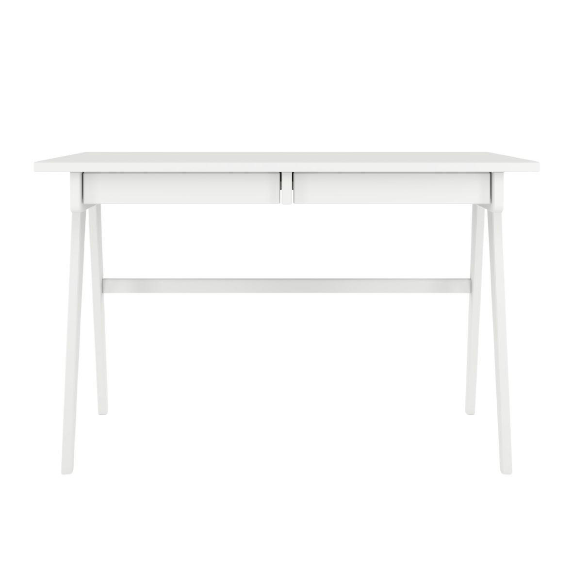 SCHREIBTISCH Edda, 120/65/75 cm in Vollflächiges Weiß (RAL 9003), Buchenholz - Klar/Weiß, Holz/Buchenholz (65/120/75.5cm) - Visby