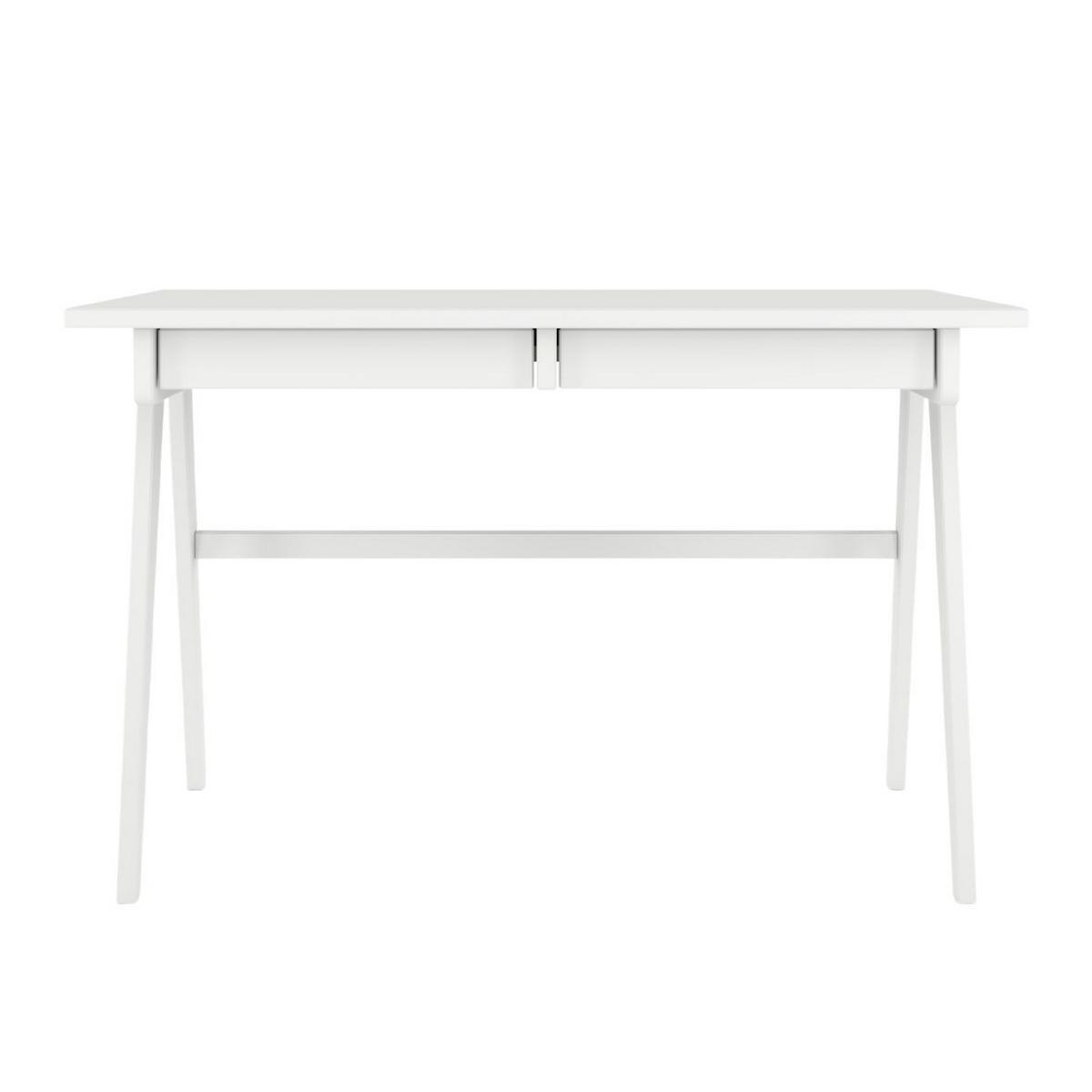 SCHREIBTISCH Edda, 120/65/75 cm in Vollflächiges Weiß (RAL 9003), Buchenholz - Klar/Weiß, Holz/Buchenholz (65/120/75.5cm) - Visby