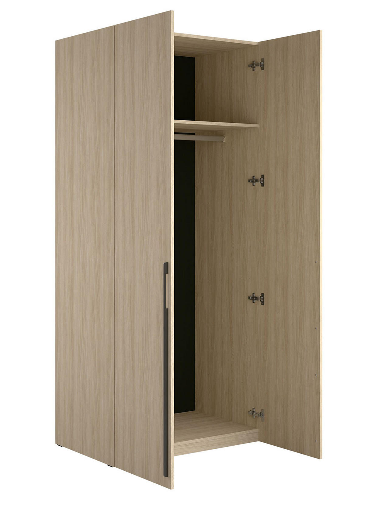 GARDEROBENSCHRANK Barcelona Eiche Barista X / 58 / 207,5cm mit Kleiderstange - Hellbraun/Eichefarben, Holz/Holzwerkstoff (90/207.5/58cm) - Feldmann-Wohnen