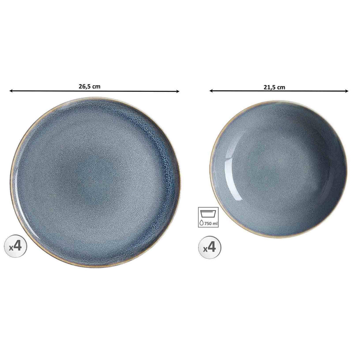 TAFELSERVICE Skagen Stone grau 8er Set - Grau, Keramik (1/1/1cm) - Ritzenhoff Breker