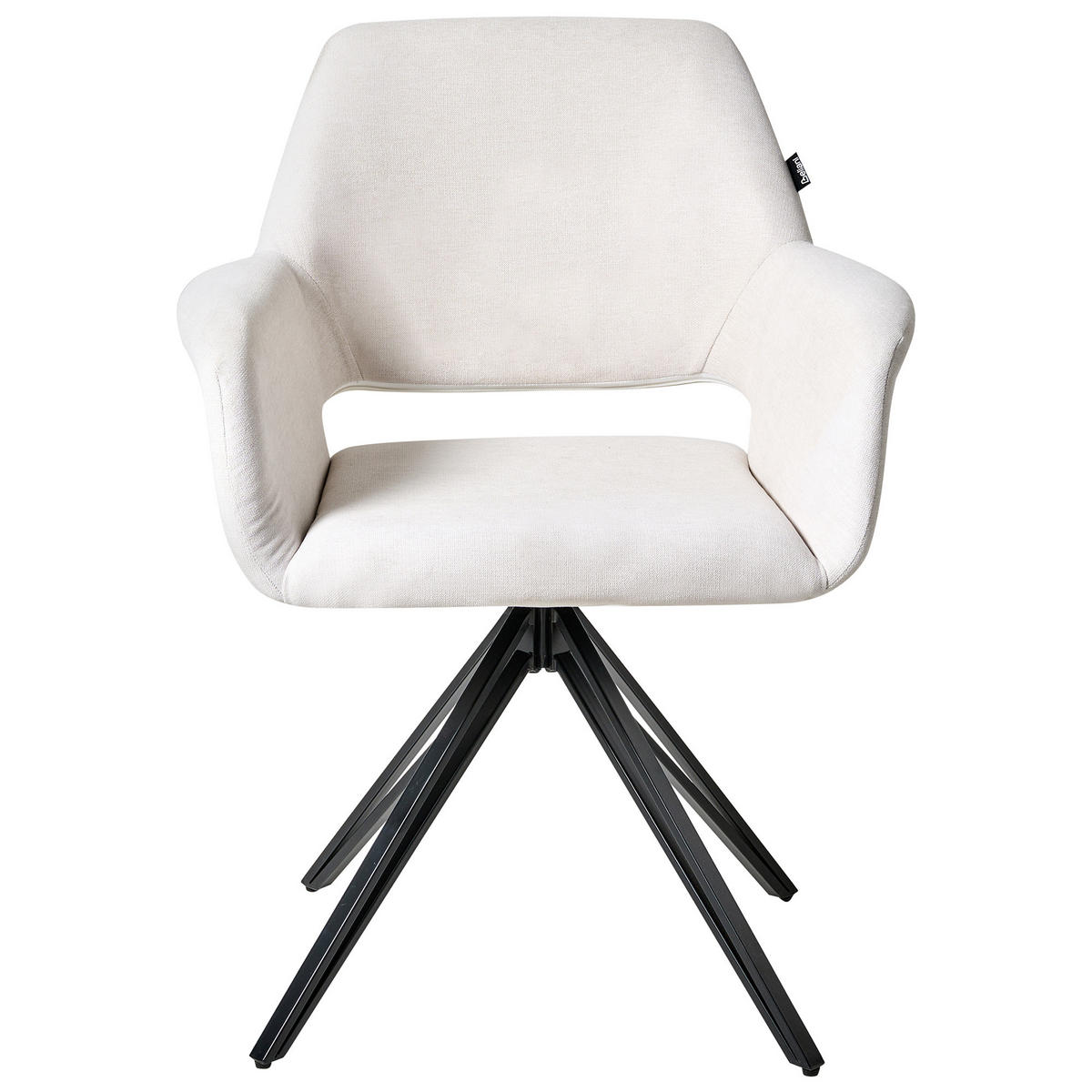 ESSZIMMERSTUHL 2er-Set Cremeweiß Ciney - Schwarz/Weiß, Textil (59/85/61cm) - Beliani