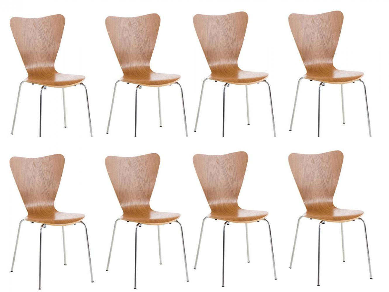 BESUCHERSTUHL 8er Set Holz eiche - Eichefarben, Holz/Metall (45/85/49cm) - CLP