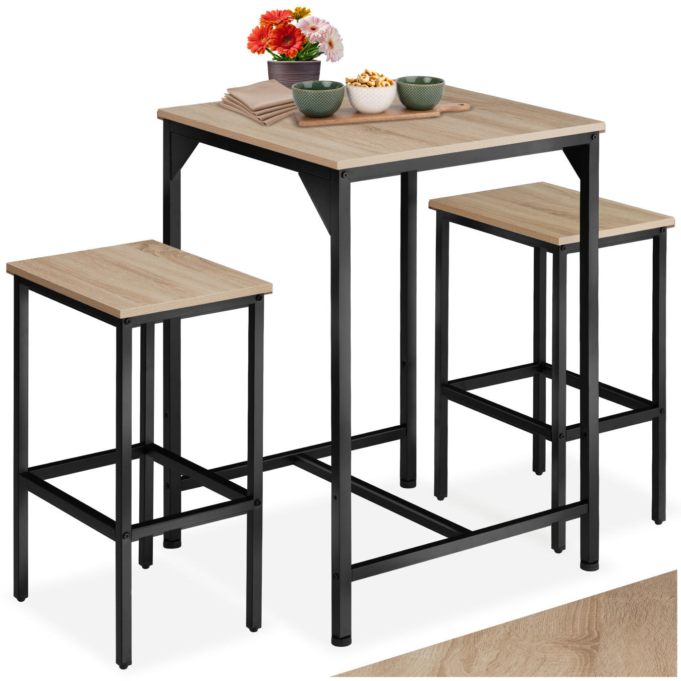 BARSET Inverness,mit höhenverstellbaren Kunststofffüßen,Industrial Holz hell, Eiche Sonoma - Naturfarben, Holzwerkstoff (60/91/120cm) - tectake