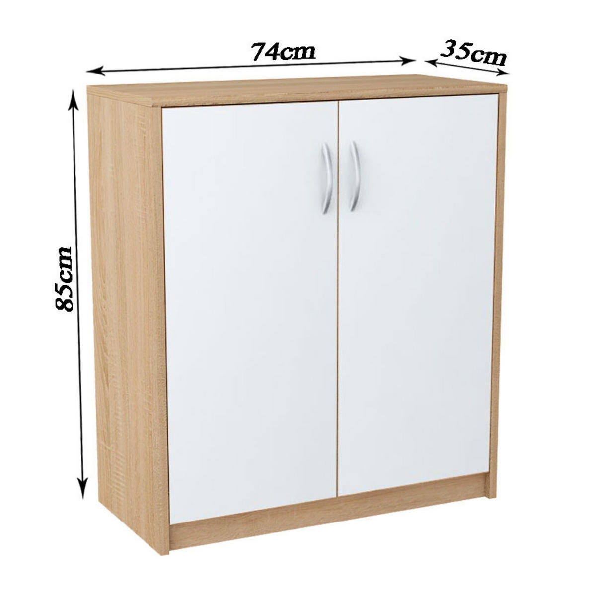KOMMODE 74cm breit in Sonoma-Weiß - Weiß/Sonoma Eiche, Holzwerkstoff (74/85/35cm) - Home Collective