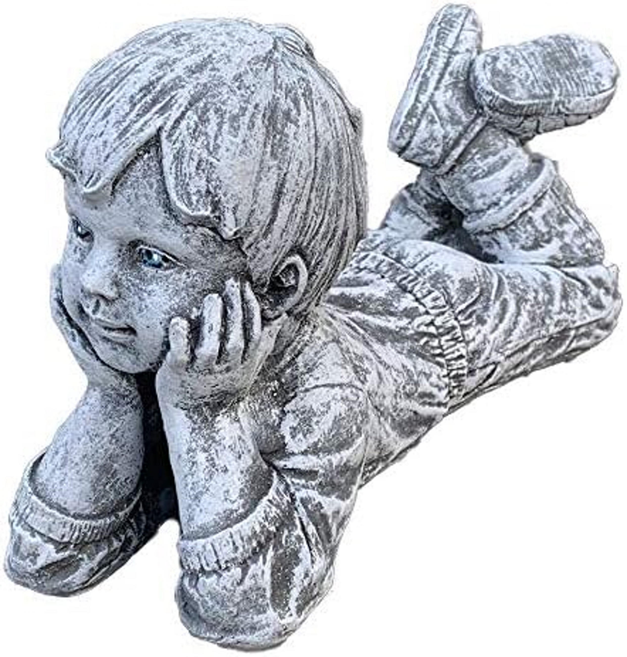 STEINFIGUR liegender Junge frostfest wetterfest Steinguss - Grau, Stein (12/18/34cm) - stoneandstyle