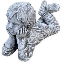 STEINFIGUR liegender Junge frostfest wetterfest Steinguss - Grau, Stein (12/18/34cm) - stoneandstyle
