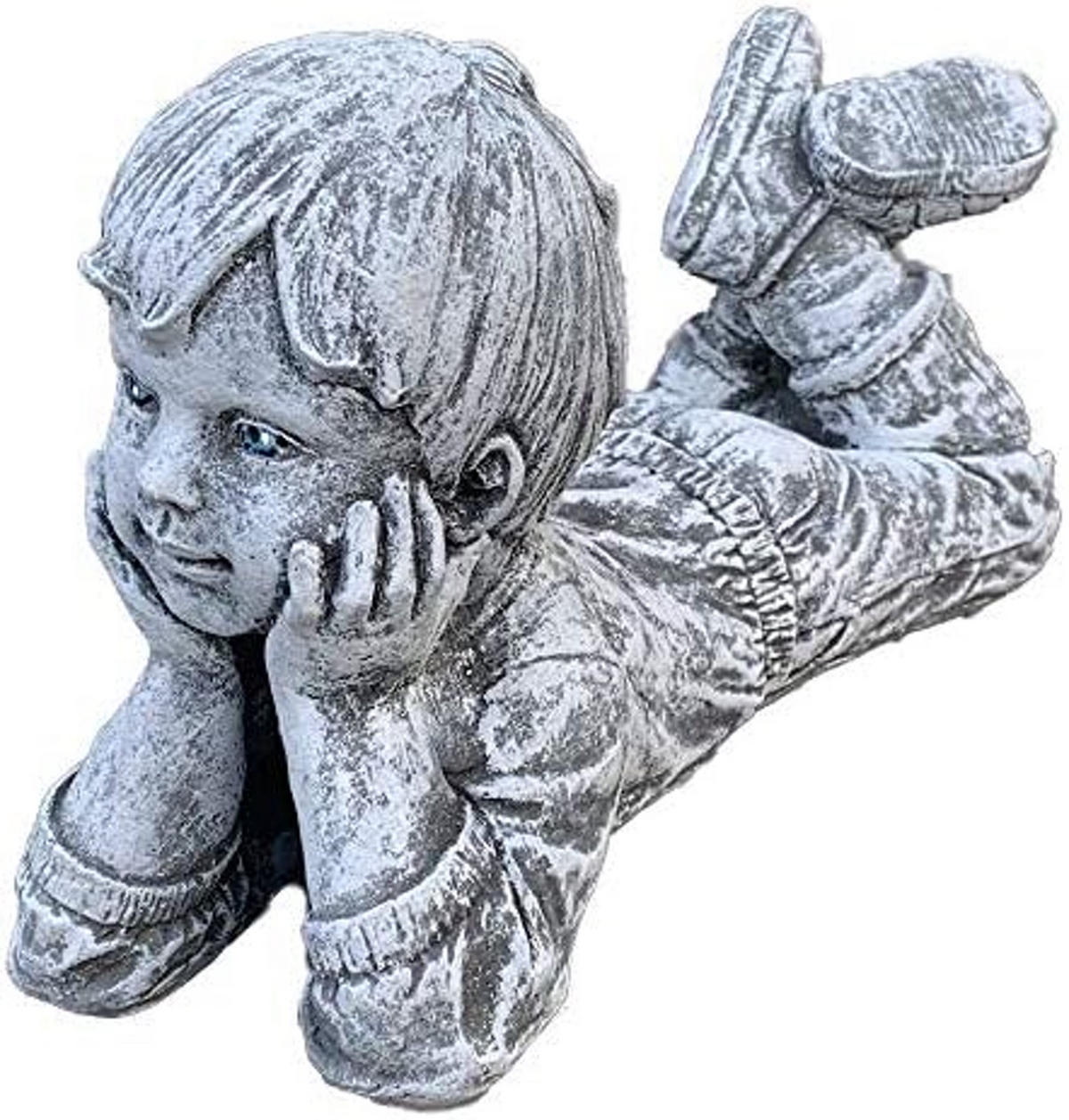 STEINFIGUR liegender Junge frostfest wetterfest Steinguss - Grau, Stein (12/18/34cm) - stoneandstyle