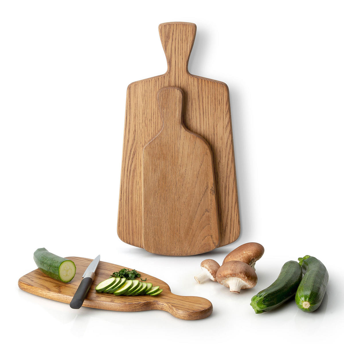 SCHNEIDEBRETT mit Griff, Eichenholz, 34.5 x 16.5 cm - Braun, Holz (17/34cm) - Continenta