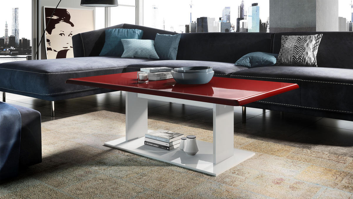 COUCHTISCH Mono Tischplatte in Bordeaux Hochglanz - Bordeaux, Holzwerkstoff (70/120/40cm) - Vladon