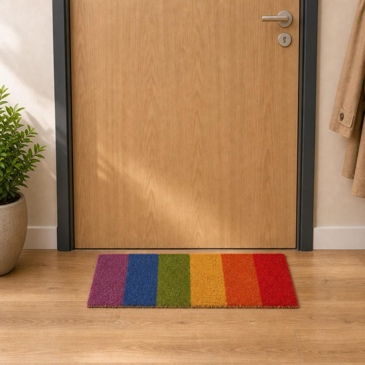 FUSSMATTE Bunt Kokosfaser rutschfest 75x25 cm - Multicolor, Kunststoff/Textil (75/25cm) - Relaxdays