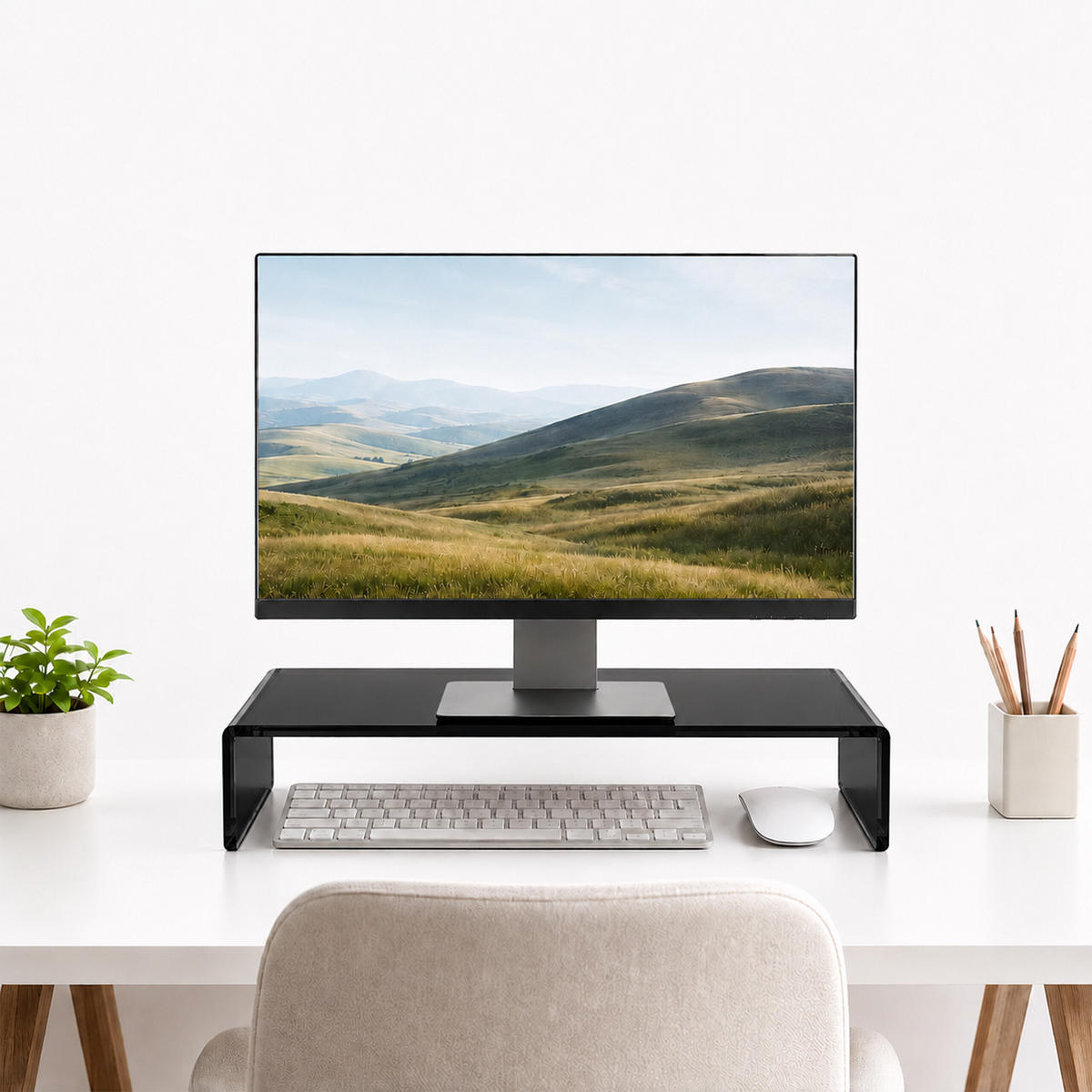 STOJALO Črno akril za monitor - črna, umetna masa (20/35/10cm) - Relaxdays