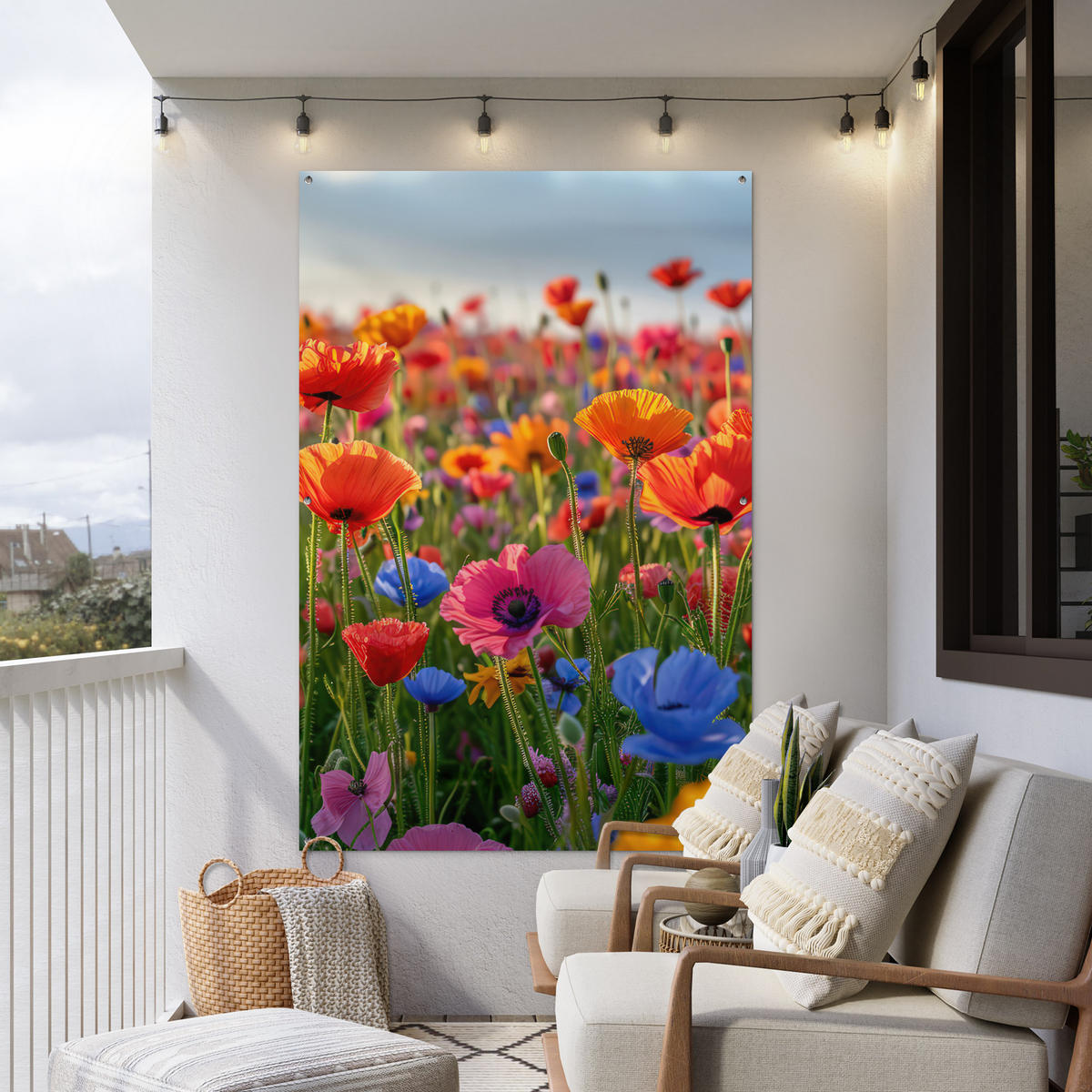 ZAHRADNÍ PLAKÁT Květiny - Mák - Barevné - Příroda 120x180 cm - tmavě oranžová, plast (120/180/0.2cm) - OnlyWow
