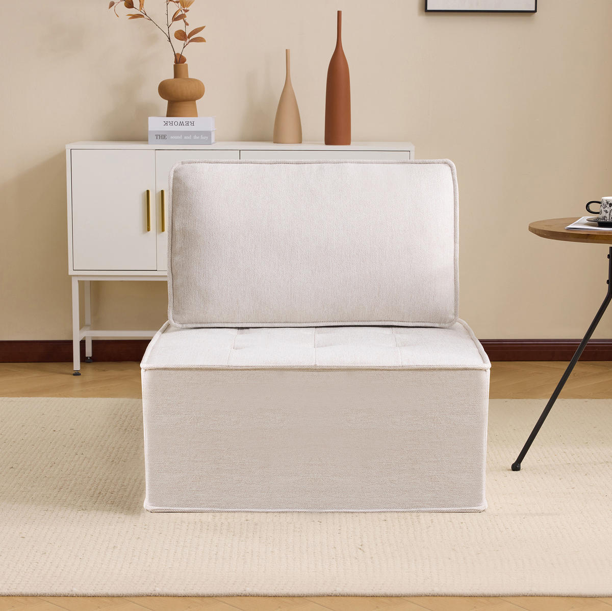 SESSEL 81/81/81 cm mit flexibler Kombination, ergonomischem Komfort und Leinenbezug, Beige - Beige, Holzwerkstoff (81/81/81cm) - Redom