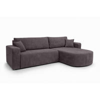 ECKSOFA Mit Schlaffunktion, Cordstoff Poso, Dunkelgrau, Rechts, ROUND ONE XL - Dunkelgrau, Holz (271/175cm) - Kaiser Möbel
