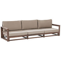 GARTENSOFA 3-Sitzer zertifiziertes Holz dunkelbraun modular Auflagen taupe Timor II - Beige/Braun, Holz (269/72/75cm) - Beliani