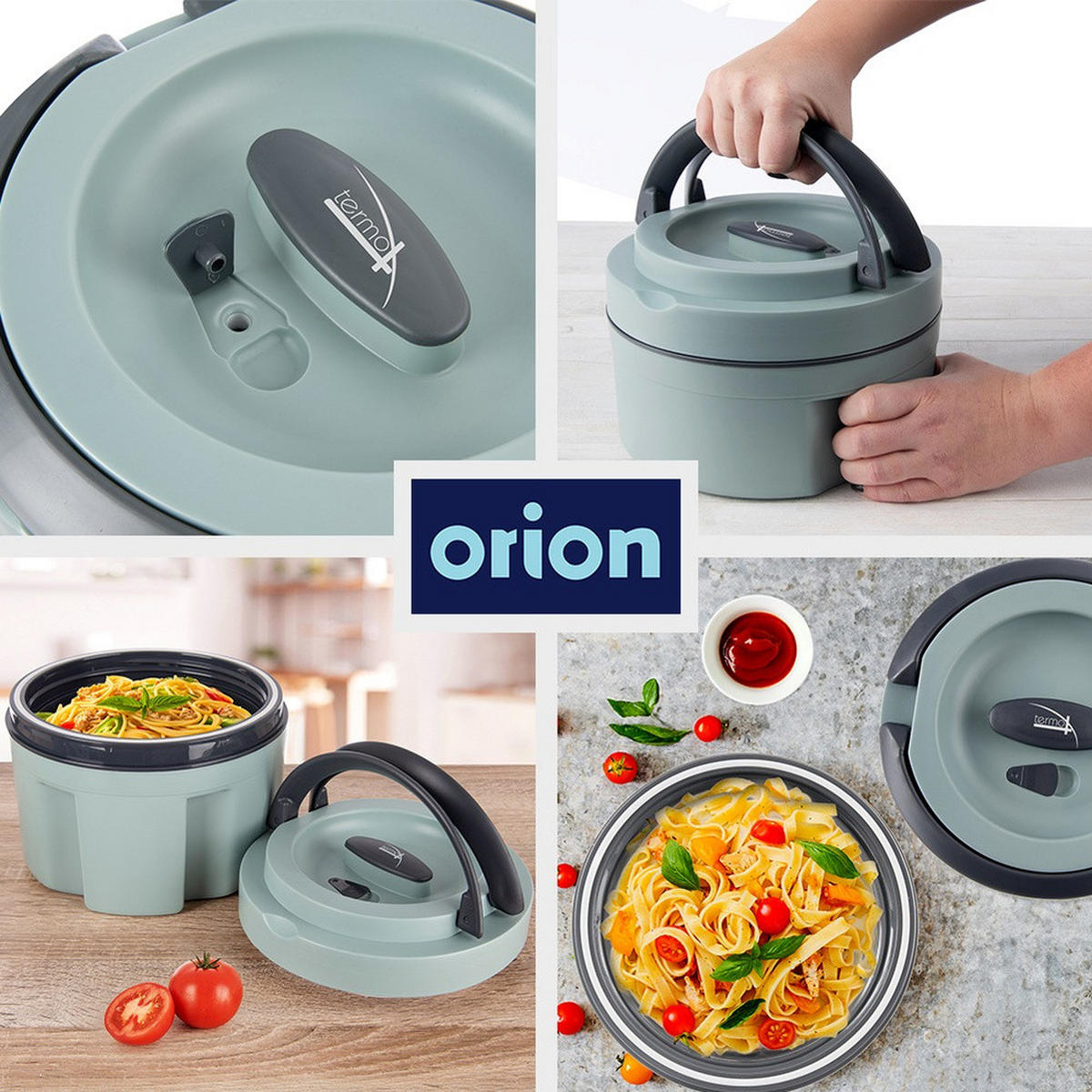 MITTAGSTHERMOSKANNE Termo Stahl 2,4 l - Grün, Kunststoff (22.5/17.5/22.5cm) - Orion 