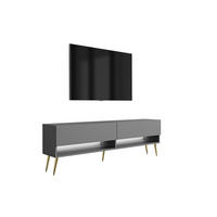 TV-LOWBOARD 170 cm Anthrazit, goldene schräge Beine, weiße LED, 170 × 32 × 52 cm - Grau, Holzwerkstoff (170/52/32cm) - 3XE LIVING