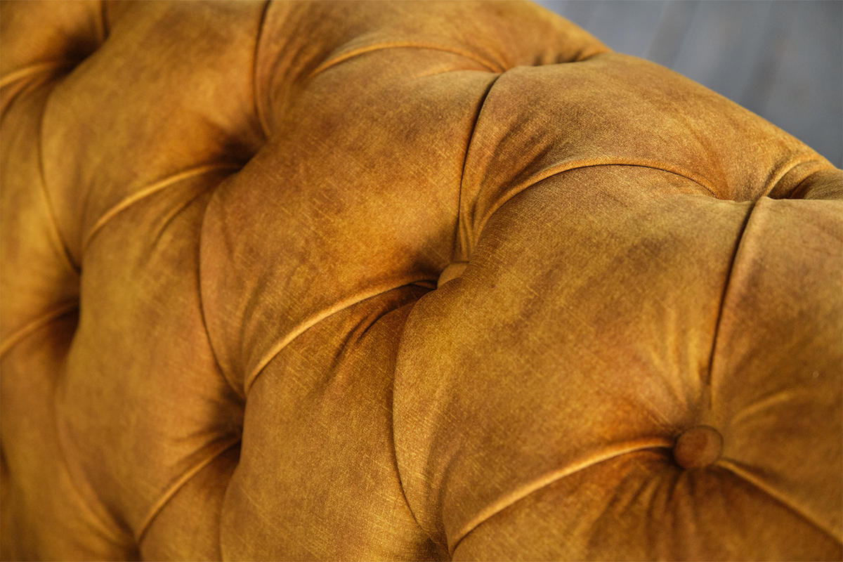 SOFA NILO Gold Velvet - Gelb/Silberfarben, Textil/Metall (220/77/87cm) - KAWOLA