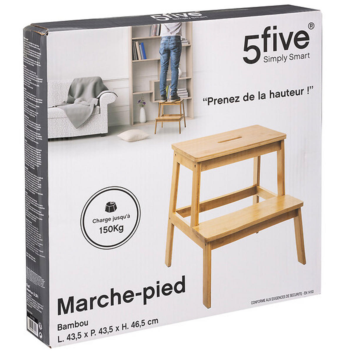 TRITTHOCKER aus Bambus 43/43/47 cm - Beige, Naturmaterialen (43/47/43cm) - 5five Simply Smart