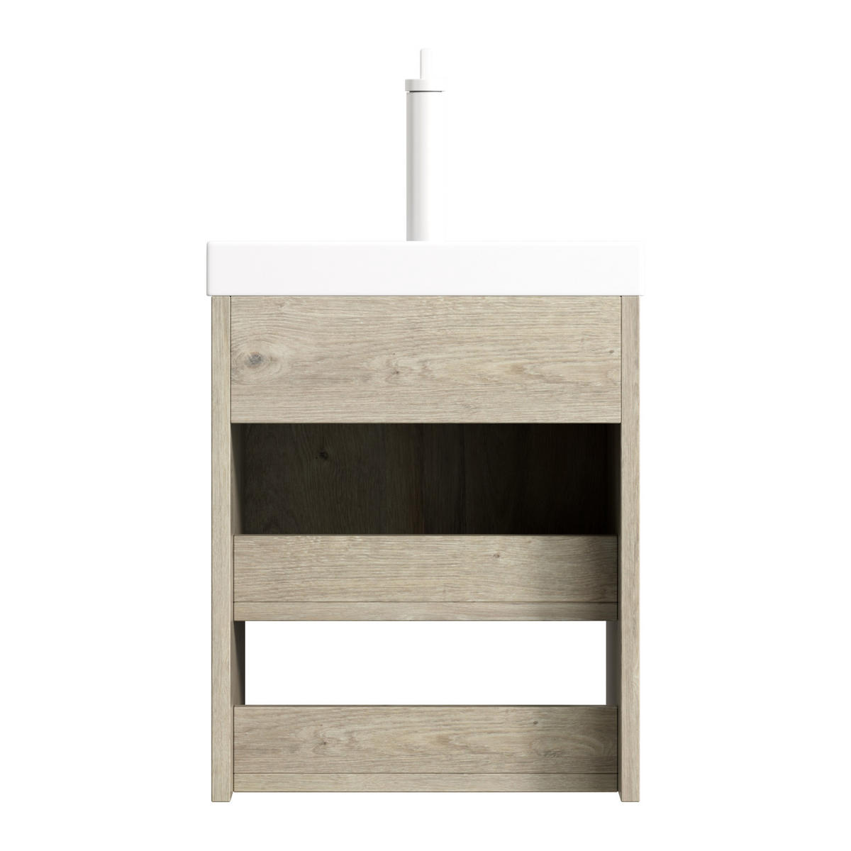 WASCHTISCHKOMBI 42x32x53cm Creme mit glänzendem Keramikbecken - Creme, Keramik (42/53/32cm) - Modfu